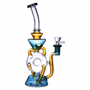 Chill Glass - 10" Dual Color Donut Recycler Water Pipe - [JLD-81A]